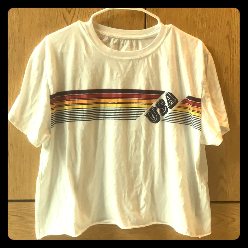 White USA crop top
